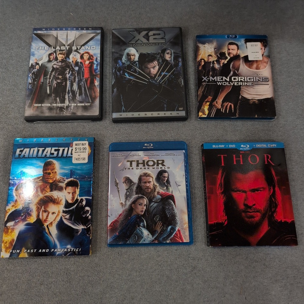 Marvel Movie Lot 6 Titles X-Men Thor Fantastic 4 Wolverine DVD Blu-ray Set - Picture 1 of 1
